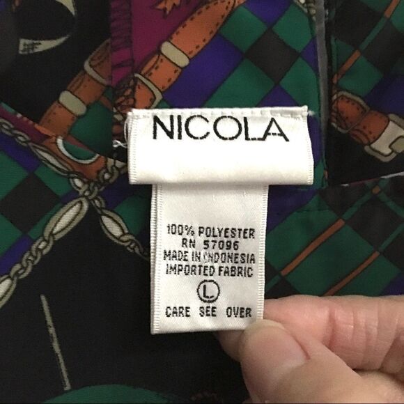 Vintage box fit polo print blouse L* - Picture 7 of 8